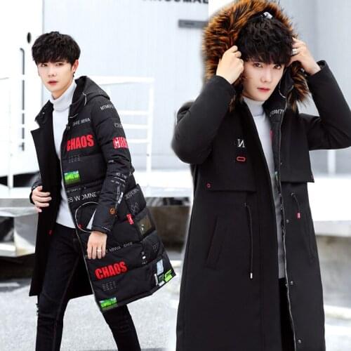 2019 New Winter Jacket Parkas Men Long Thicken Warm Cotton Big Fur Hooded Outwear Hooded Overcoat Can Be Worn on Both Sides