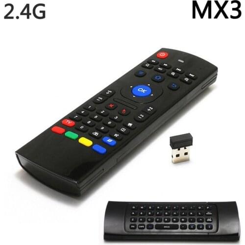 MX3 2.4G Wireless Fly Air Mouse Keyboard English 44 IR Learning Voice for Android Smart TV Box 30m Remote control with Mic