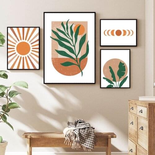 Boho Palm Leaf Cactus Medieval Abstract Wall Art Canvas Painting Nordic Posters And Prints Wall Pictures For Living Room Decor