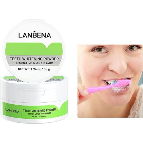 55g Lemon Lime Teeth Whitening Powder Remove Stains Whiten Yellow Teeth Keep Teeth Healthy Deep Cleansing Fresh Breath Oral Care