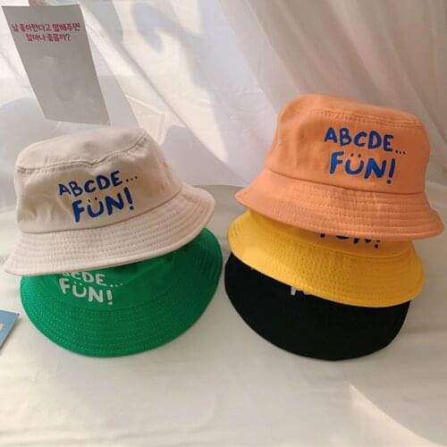 Fashion Casual Childrens Bucket Hats Letter Decor Cotton Panama Cap Girls Boys Outdoor Beach Sun Hat Camping Fishing Cap