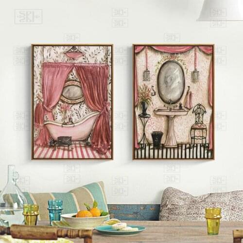 Pastoral Bathroom Bath Shower Curtain Canvas Paintings Oil Painting Printed On Canvas Living Room Wall Art Decoration Pictures
