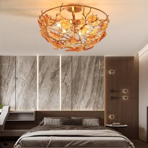 Postmodern light luxury villa copper ceiling lamp bedroom study simple retro creative personality lamp
