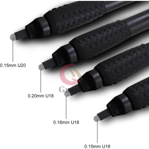 Disposable Eccentric Eyebrow Microblading Pen Nano 18U 20U Permanent Makeup Microblading Tattoo Manual Pen with Sponge Brushes