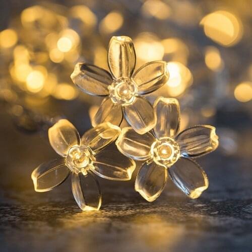 LED Christmas Lighting Blossom Flowers LED String Fairy Lights Warm White RGB arland Holiday Home Badroom Wedding Decoration