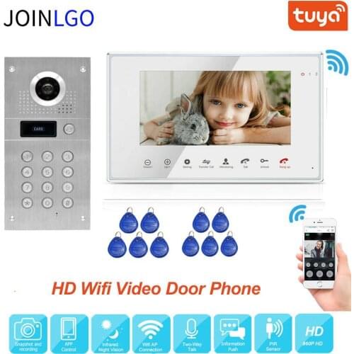 WIFI 720P AHD 7" Recording Monitor Video Door Phone Home Intercom Doorbell System RFID Code Keypad IR Camera Phone Remote Unlock