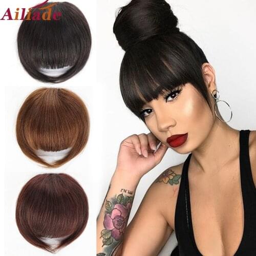 AILIADE Women Fake Synthetic hair Bangs False Fringe Clip On Fringe Hair Clips Gradient bangs Hair extensions Hair Piece