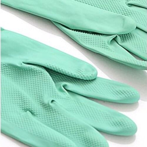 1 Pair Female Waterproof Rubber Latex Dishwashing Gloves Kitchen Durable Cleaning Housework Chores Dishwashing Tools