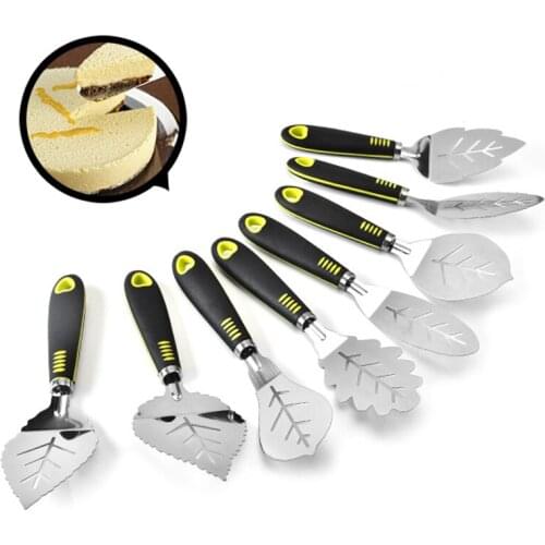 Stainless Steel Shovel Leaf Shape Spoon Cake Scoop Beef Shovel Food Grade PP Skidproof Handle Kitchenware Cooking Tools 1pcs