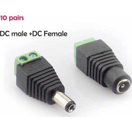 10 pair (20pcs) Coax Cat5 To Bnc DC Power Male jack plug DC female Connector plug adapter Av BNC UTP for CCTV Camera Video Balun