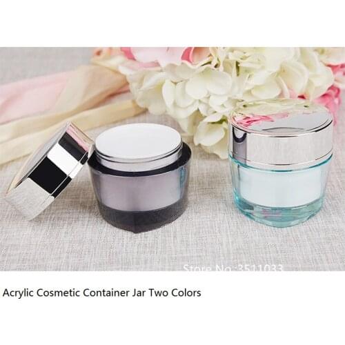 10PCS 50g 50ml Classical Light Black Blue Acrylic Refillable Bottle Jar Plastic Cream Bottle Jar Acrylic Cosmetic Container Jar