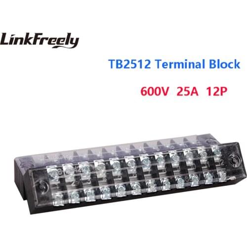 TB2512 10pcs Dual Row Screw Terminal Block Strip 12P 25A /600V Electric Wire Connector Terminal Fast Crimp TB 15A 45A Terminals