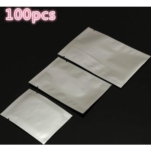 100 Pcs Silver Aluminum Foil Clear Plastic Packaging Bags Heat Seal Vacuum Pouches Bag Food Storage Pack Mylar Bags