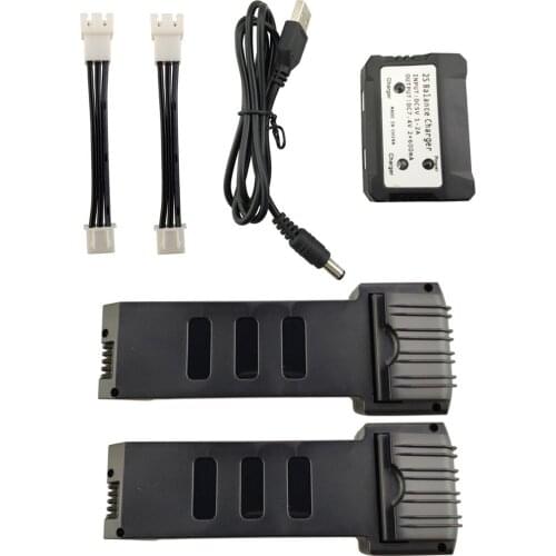 2pcs 7.4V 1200mAh Battery With 2 In 1 Balance Charger For E511 E511s RC Quadcopter Spare Parts