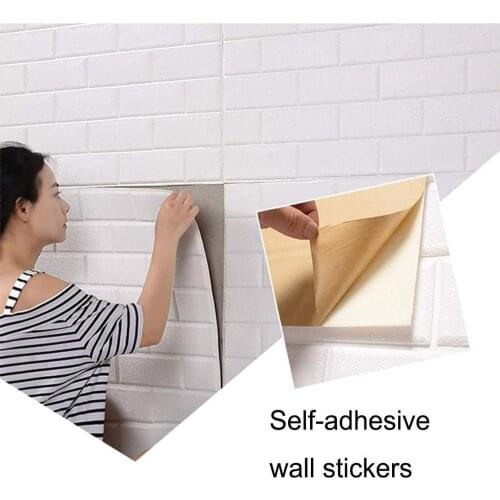 3D Brick Wall Sticker White Pe Foam Wall Stickers Self-Adhesive Wall Panel Tv Background Wall Paper for Home Wall Renovation