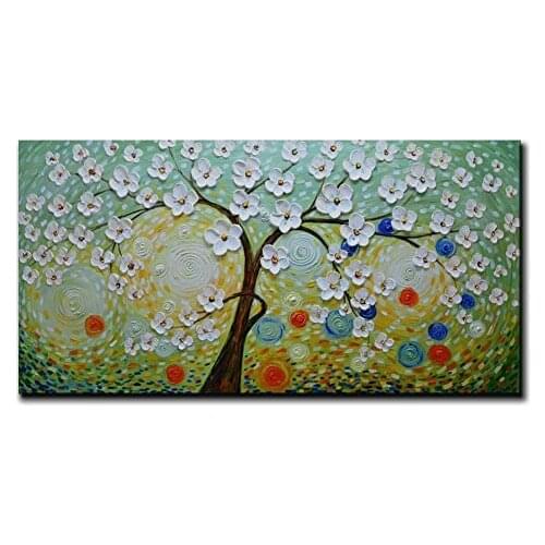 3D Palette Knife Modern Abstract Rich Tree Oil Painting Canvas Art for Office Home Decoration Still Life Painting Hand Painted