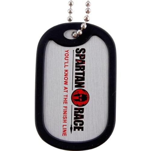 Carve dog tag with Plastic cover cheap Custom Metal Carved black red word metal dog Tag necklace hot sales dog tag with chain