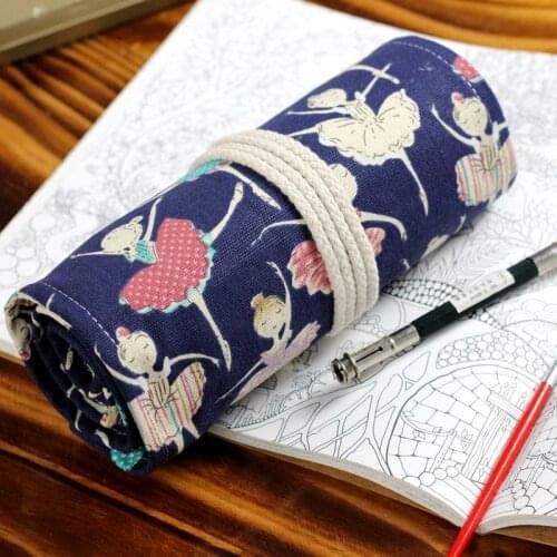 36/48/72 Holes Roll Pencil Pouch Penalties Cute Stationery Pencil Case Bag Maple Deer Kawaii Pen Wrap School Supplies Kids Gift