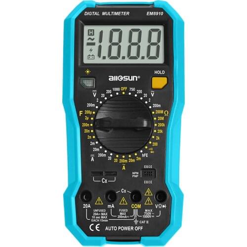 All-sun EM8910 Digital Multimeter Backlight AC/DC Ammeter Voltmeter Ohm Electrical Tester