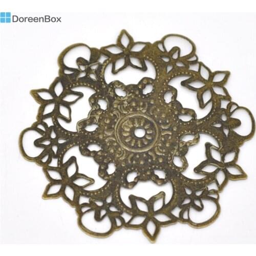 Doreen Box Lovely 20 Bronze Tone Filigree Flower Wraps Connectors 55mm (B14284)