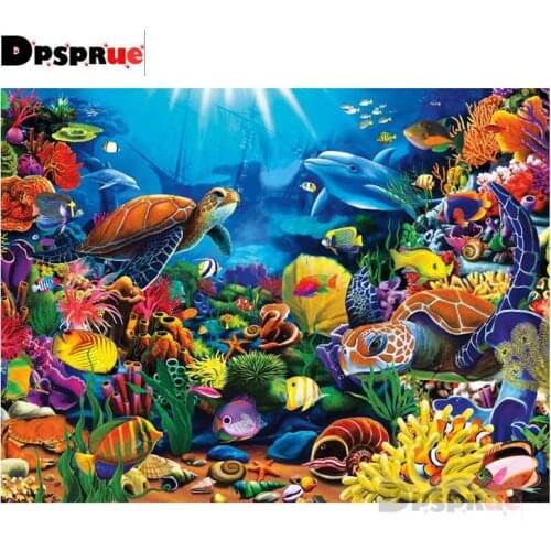 Dpsprue 5d Full DIY Square/Round Diamond Painting Cross Stitch Little Turtle 3d Round Embroidery Mosaic Home Decor Gift Dk08