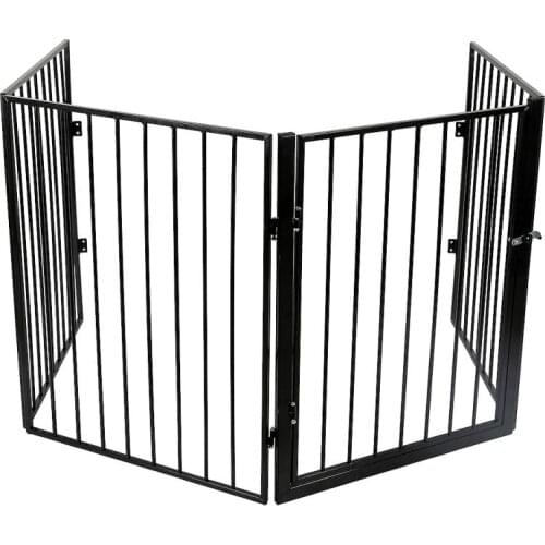 Hot Sale 4 Sides Can Be Folded Up Steel Fence Fireplace Safety Kids Cat And Dog Fence Black Home Security Fence Dropshipping HWC