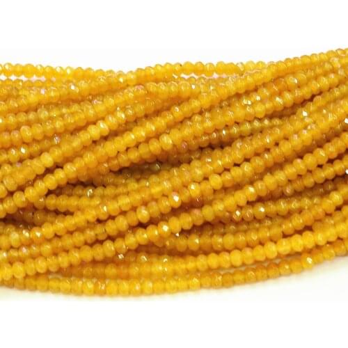 Hot yellow jades natural stone chalcedony rondelle 2*4mm faceted abacus shape high quality diy loose beads 15inch B575