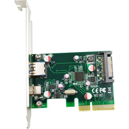 PCI-E (PCI Express) to USB 3.1 (Type A +Type C) Expansion Card USB 3.1 Gen II SuperSpeed 10Gbps Internal 15-Pin Power Connector