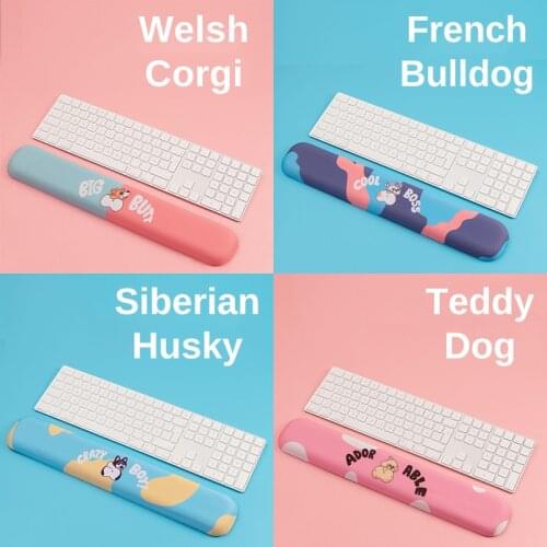 Wrist Rest Memory Foam Cute Dog Husky Teddy Pink Keyboard Mouse Pad Ergonomic Silicone Anti-Slip for Gamer Writer Programmer