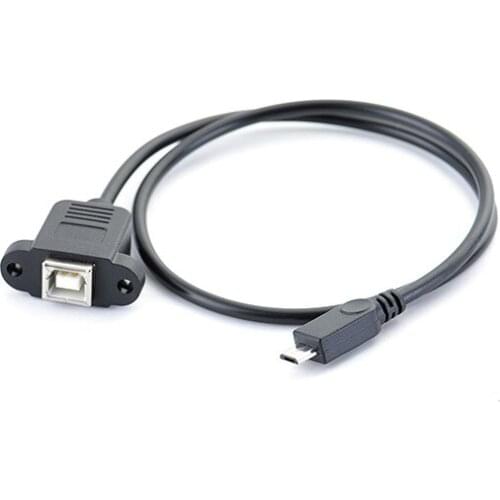 Micro USB 2.0 5pin Male to USB B Type B Female Panel Mount Type Cable 50cm with Screws