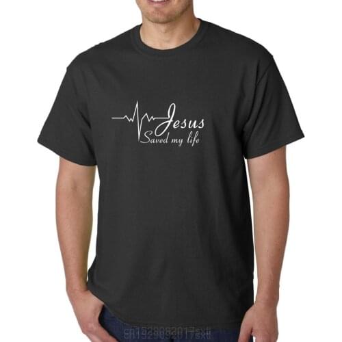 Jesus Saved My Life T-Shirt Religion Christian Catholic Tee God Faith Prayer Men Short Sleeve tshirt