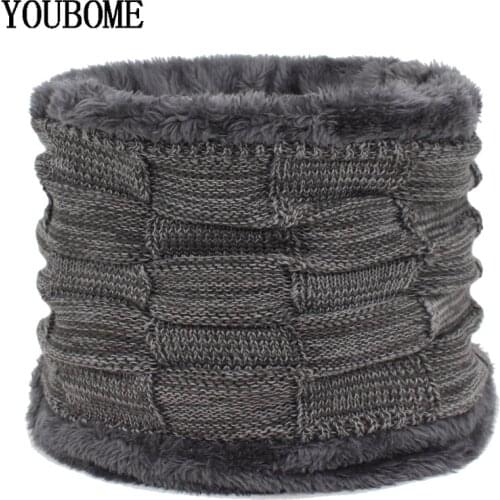 YOUBOME Fashion Men Winter Scarf Ring Knitted Men Scarves For Women O Neck Snood Warp Faux Fur Thick Warm Male Fleece Scarves