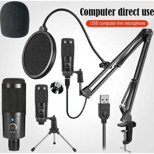 Desktop K1 Condenser Microphone Set Usb Microphone Computer Recording Singing Equipment Tripod Smart Compatibility Microphones