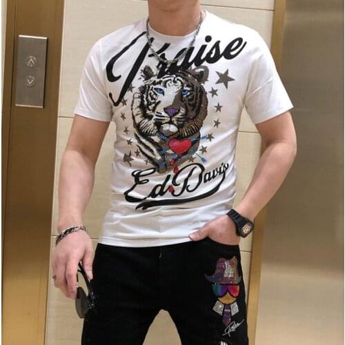 New Diamonds T Shirt Men 100% coton T Shirts T-shirt Hot drill Tshirt Hip Hop Top Tees Male europe style