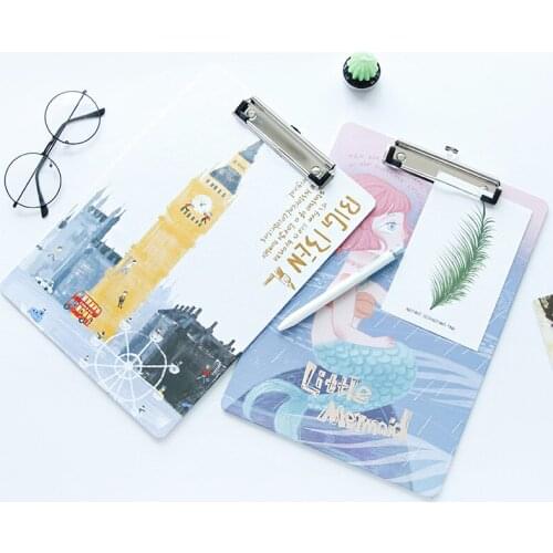 1pcs send A4 splint cute cartoon notes invoice menu folder double clip student writing pad drawing board folder board