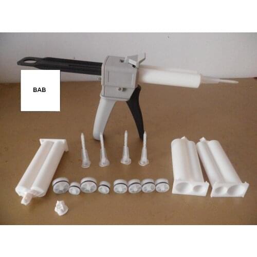 Epoxy resin AB Glue caulking Gun/cartridge 50 ML 2:1 & 1:1 Universal Manual Dispense mixing Gun with Cartridge & Mixing Nozzle