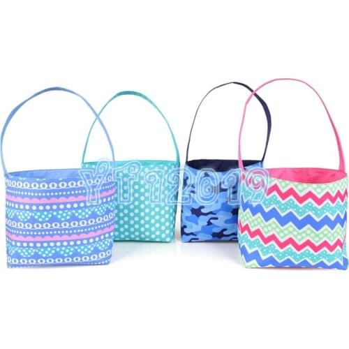 Striped Easter Basket storage handbag Basket Gift Candy Bag portable Put Easter Eggs Festival Bucket