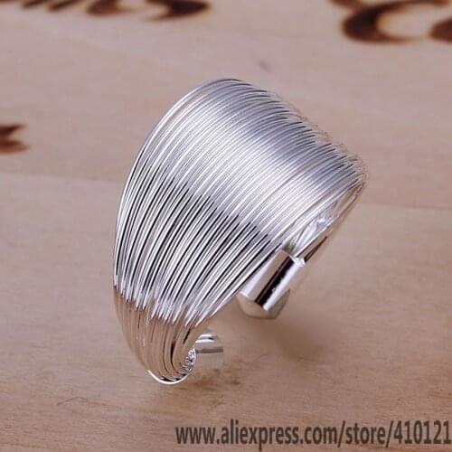 R018 Lucky Charm Silver Color Rings For Women Fashion Jewelry Wholesale Women Accessorie Fashion Line Ring-Opened /drgamina