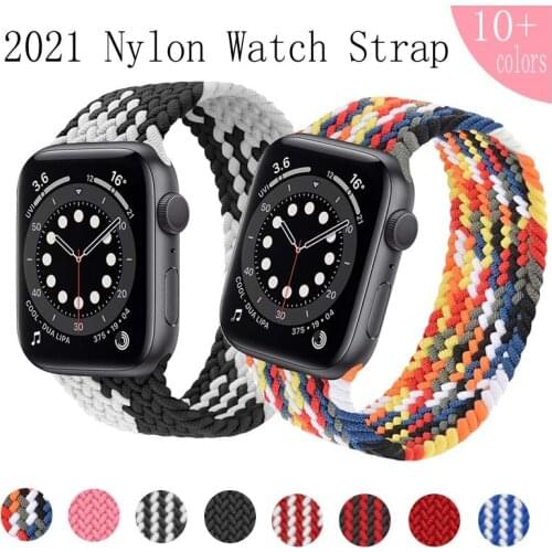 Correa Apple Watch Band SE 6 40MM44MM Nylon Stretch Braided Wrist SoloLoop Bracelet Strap Sports iWatch Series 5 4 3Belt 38 42MM
