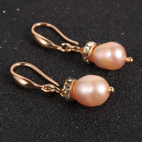 2020 New Freshwater Pearl Earrings Women Fashion Drop Earrings Female Wedding Earings Party Jewelry Gold Color Earring Hoops
