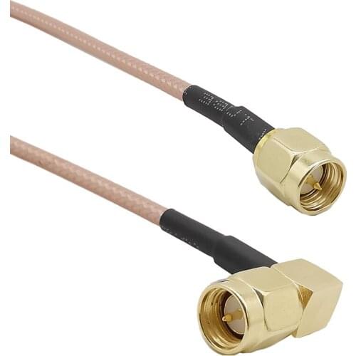 SMA Plug to Plug WiFi Antenna Connector RG316D Double Shield Silver Low Loss 50 Ohm SAM Male to SMA Male Right Angle Cable 1-20M