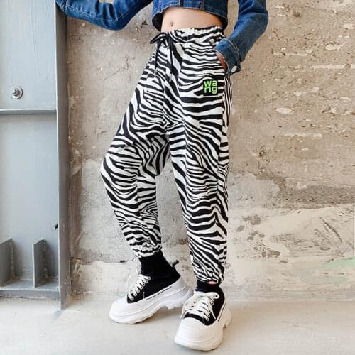 Girls spring stripe casual pants 2021 new girls' fashionable Korean style personality toe fashion and sports pants