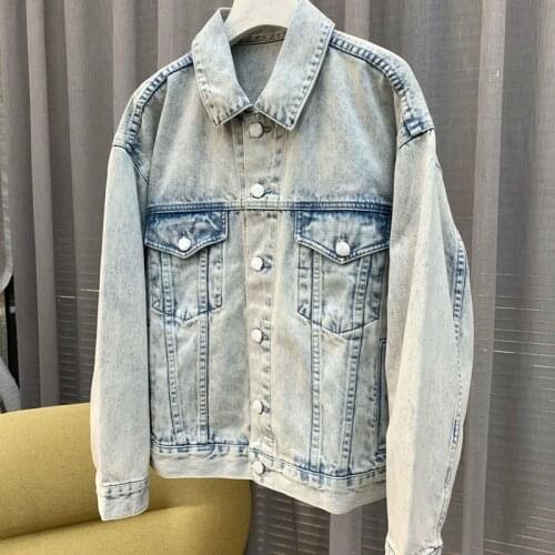 2020 Autumn Women Denim Coat Long Sleeve Vintage Turn-down Collar Single Breasted New Fashion Jacket