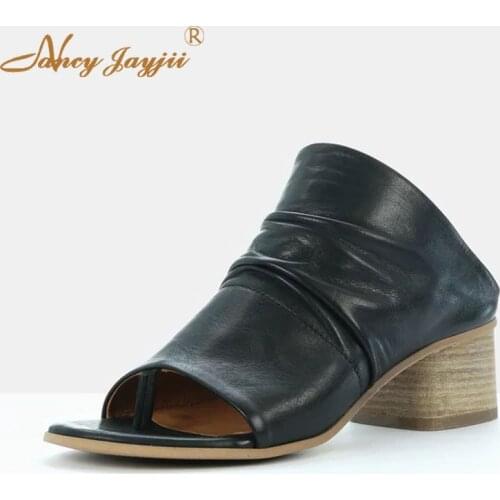 Woman Shoes Adult Slippers Solid High Square heels Indoor&Outside Spring/Autumn Basic Casual Fashion Leisure Classic Novelty