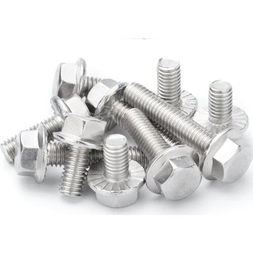 1/10pcs M5 M6 M8 M10 M12 A2-70 304 Stainless Steel GB5787 Hexagon Head with Serrated Flange Cap Screw Hex Washer Head Bolt