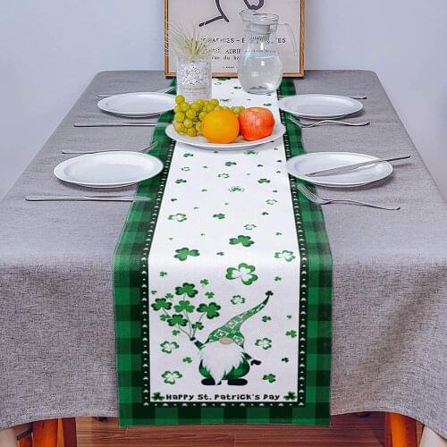 1PC Creative St. Patricks Day Polyester Cotton Printed Table Flag Home Table Decoration & Accessories camino de mesa c1