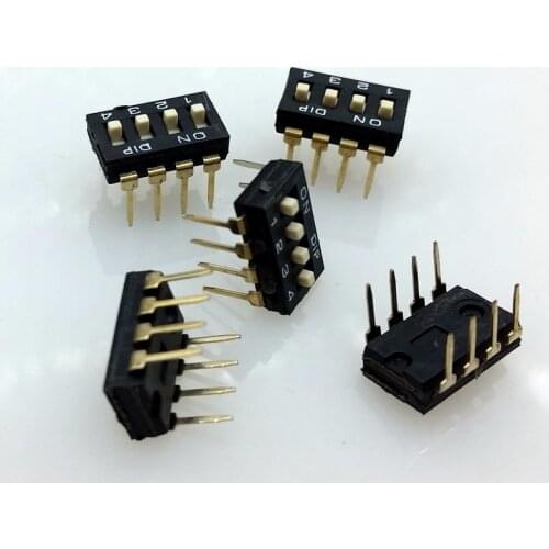 10pcs 4Position DIP Switch 2.54mm 4Pin DIP Switch toggle switches 8Pin Dialing switch