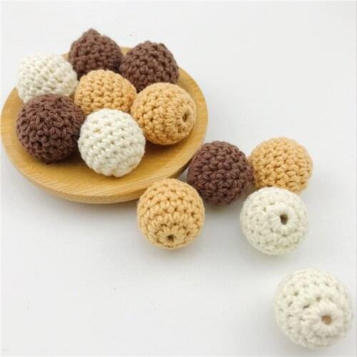10Pc Baby Teether Accessories Crochet Beads 16-20mm Christmas Coffee Series Can Chew DIY Nursing Bracelet Crochet Beads Gifts