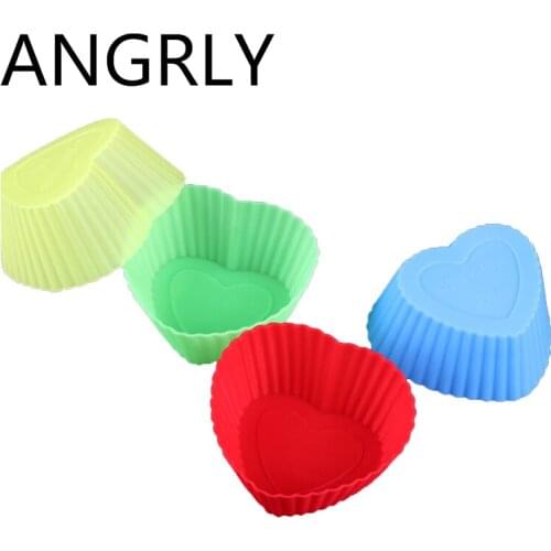 10pcs Maker Mold Case Bakeware Flower Reusable Non-stick Silicone Baking Cups, Cupcake Liners, Muffin Cup Molds Random Color