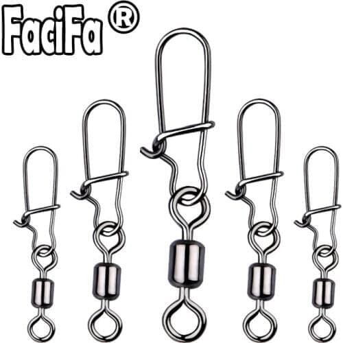 100 pcs Bearing Swivel Fishing Connector Rolling Swivel With Snap Stainless Steel Swivel Fishing Lure Hook Fishing Accessories